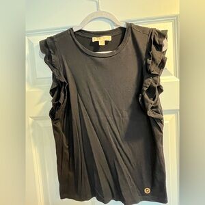 Michael Kors Black Ruffle Sleeve Tee